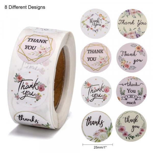 Наклейки Thank You 2,5 см, рулон ок. 500 шт.