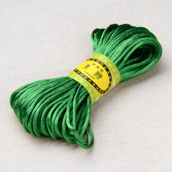 Шовковий шнур 2,5 мм, моток 20 м, зелений