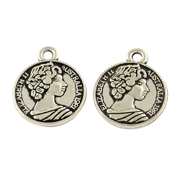 Подвеска монетка 1,5х1,2 см (тибетское серебро), 1 шт.